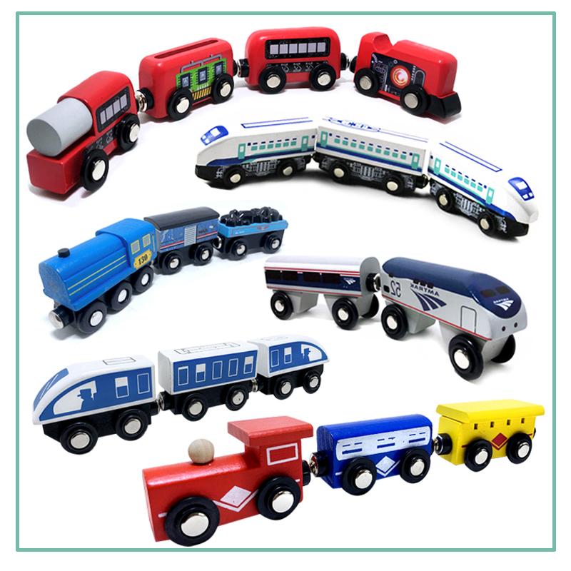 Hot Train Kit Magnetic Toy Car Childrens Track Accessories Manual Sliding Puzzle Wooden Compatible With Various Track Gift W10