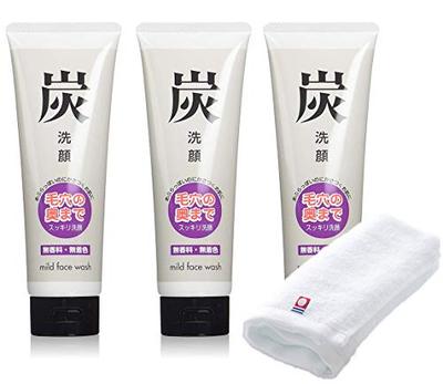 Azuma Trading Co., Ltd. [Same Price, Includes Imabari Towel] Charcoal Facial Cleansing Cream 120g (3 Bottles) / Skincare Tabibijin Facial Cleansing Fo