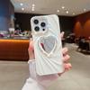 Fashion Women Girls Phone Case For iPhone 16E 16 Pro Max 7 8 X XR XS 11 12 13 14 15 Plus Heart Makeup Mirror Glitter Frame Cover