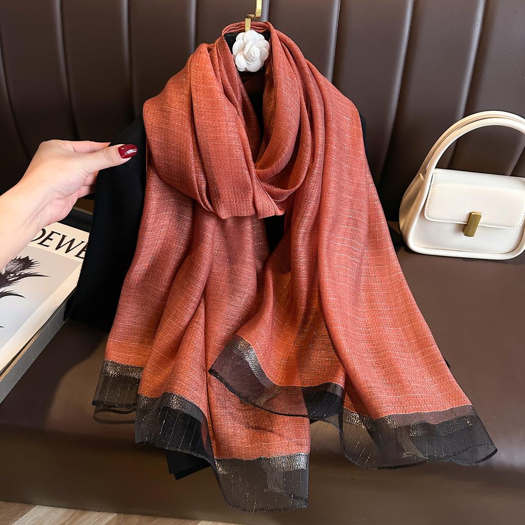 Silk Wool Banquet High-grade Gold Silver Craft Scarf Shawl Women's Long Autumn and Winter with Shiny Headscarf