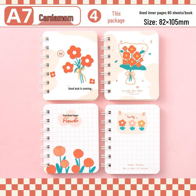 High-Value A7 Spiral Notebook - Cartoon Themed, Lined, Mini, Portable, Ideal for Elementary Students and Kids' Diaries