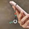 Flower Mobile Phone Charm Braided Cell Phone Strap with Wooden Flower Charm And Faux Jade Ring Chinese Style Phone Lanyard