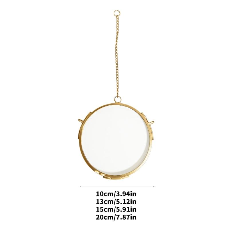 Circular Metal Glass Photo Frame Wall Hanging Natural Dried Flower Holder Display Frame For Living Room Decoration