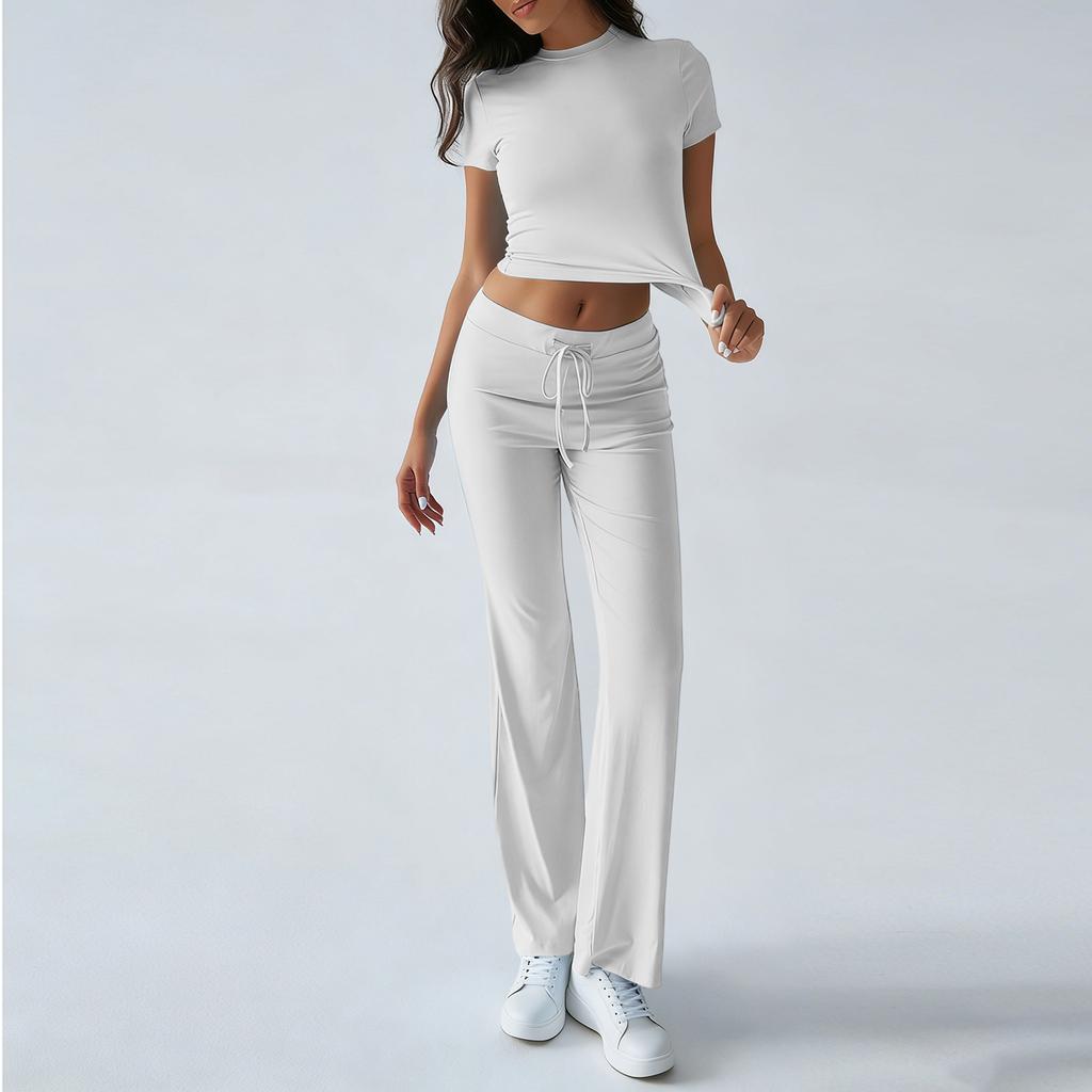 Women's Color Casual Top And Pants Fashion Two-piece Set