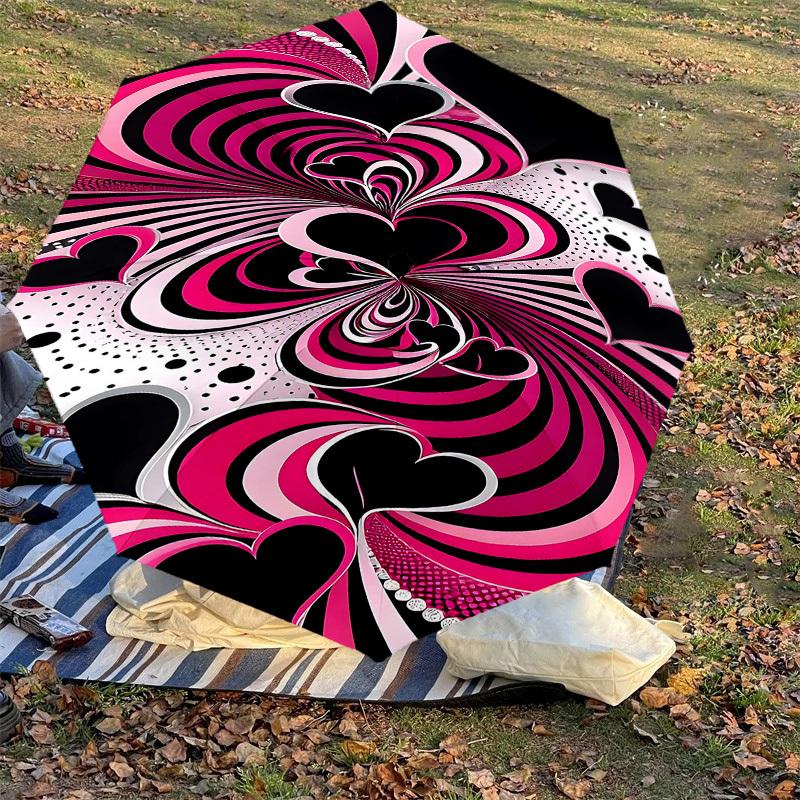 1pc Heart Love Automatic Open/Close Umbrella Compact Folding Umbrella with 8-Rib Shaft for Women/Men, Portable Travel Umbrella,1209S