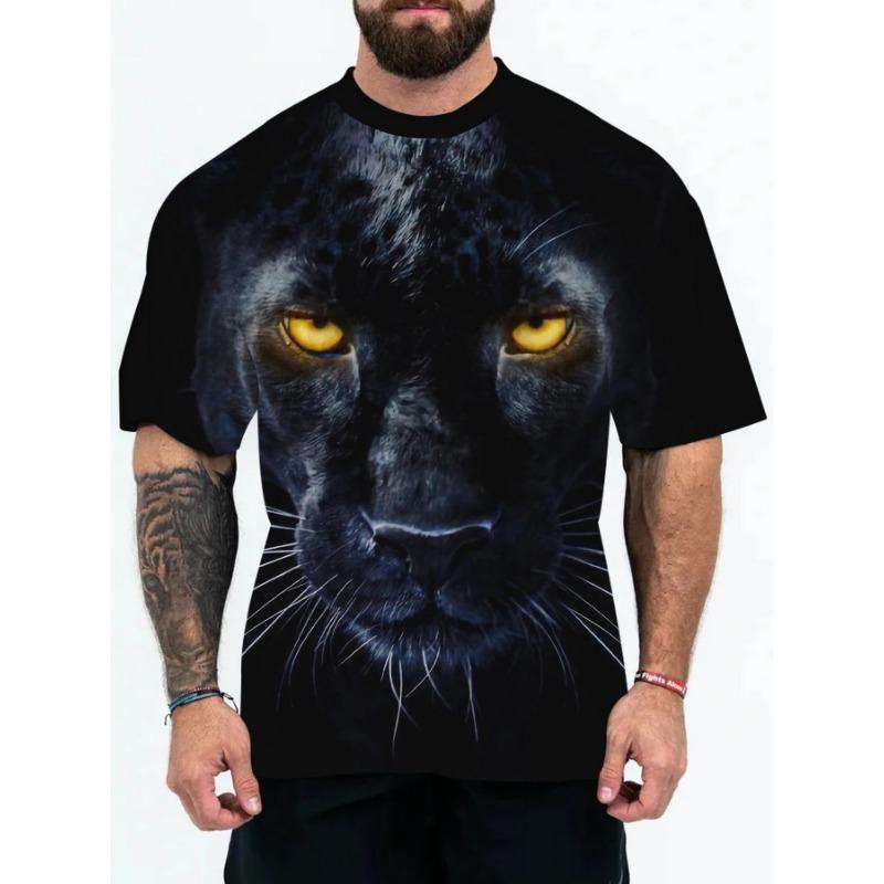 Summer Round Neck 3D Animal Patterns Print Top Fashionable Casual Short Sleeved Men's T-shirts