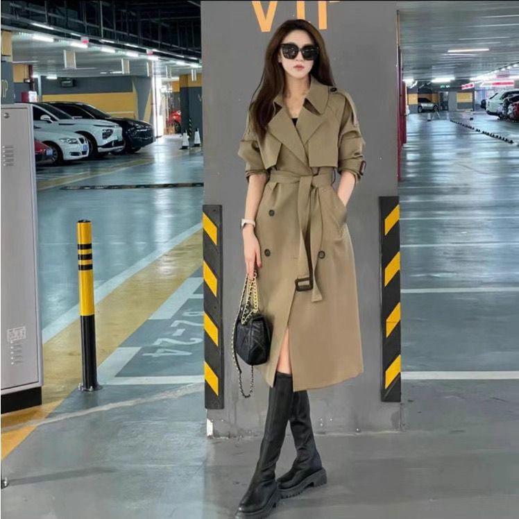 Herbst 2025 Petite Koreanischer Stil Mittellanger Schwarzer Trenchcoat - High-End Britische Lockere Oberbekleidung