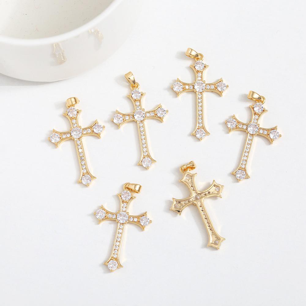 Colier cu Pandantiv Cruce din Cupru cu Zirconiu Stil Punk