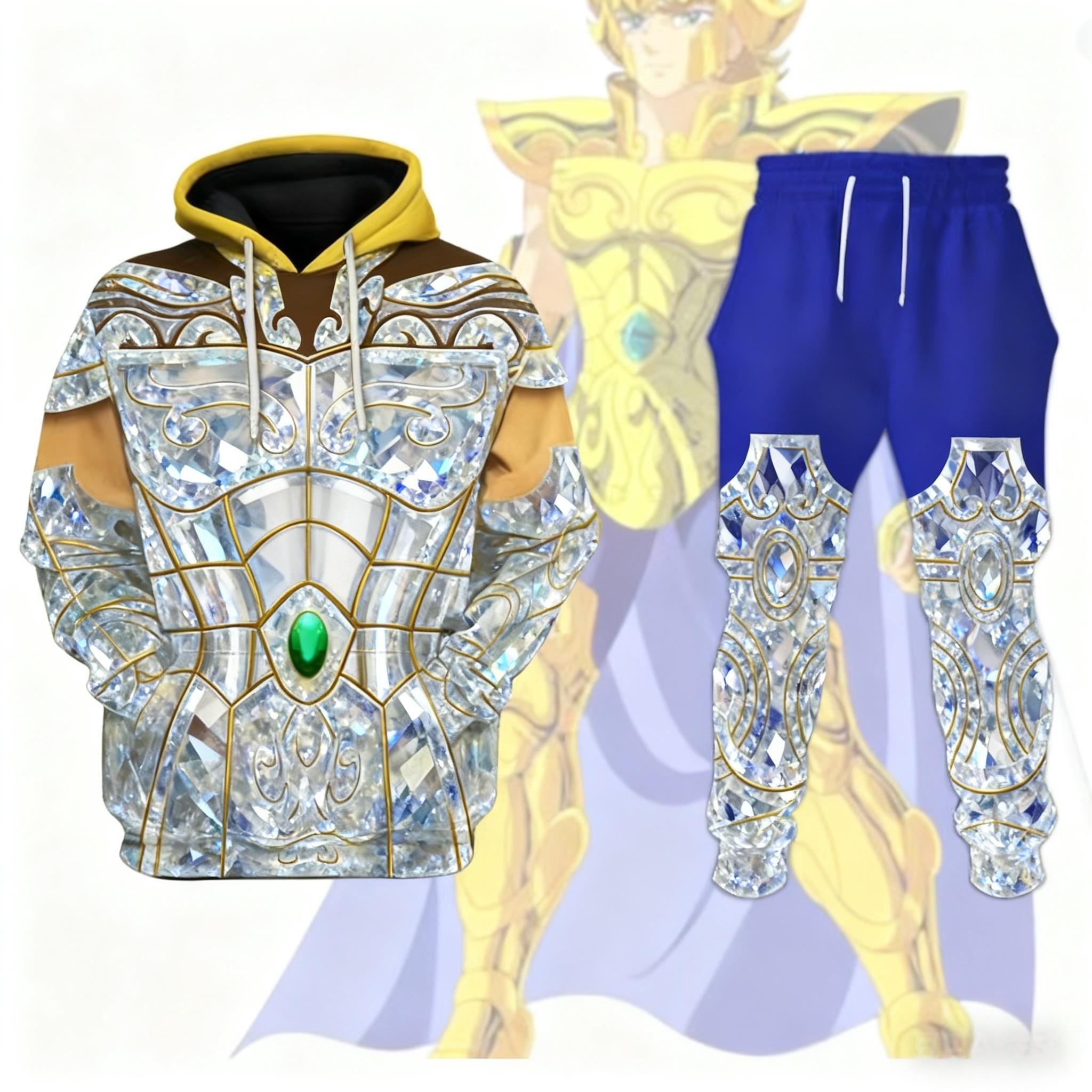 

Popular Cosplay Anime Saint Seiya printed hoodies pants sets 3D Street Harajuku Tracksuit sets Men s Sports jogging Set L