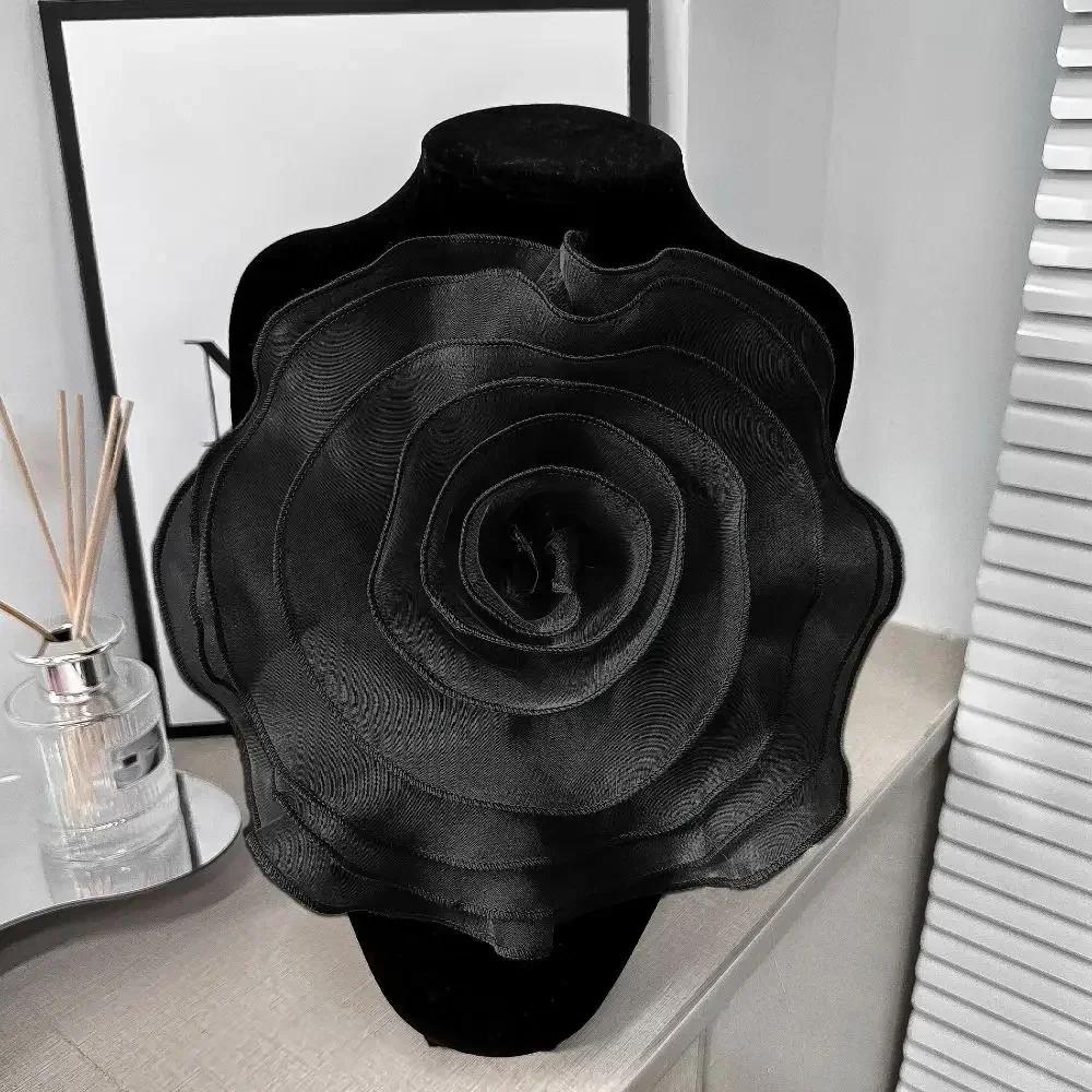 Handmade Rose Flower Patch Fashion Clothing Dress Neck Decoration Artificial Flower Corsage 3D Organza DIY Sewing Applique Chest