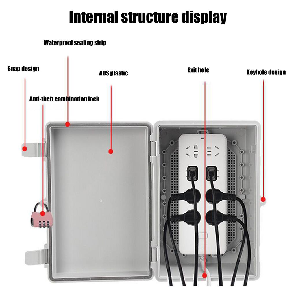 High Strength Plastic Outdoor Electrical Enclosures Weather Resistant Locking Cover For Garden Camping Installations