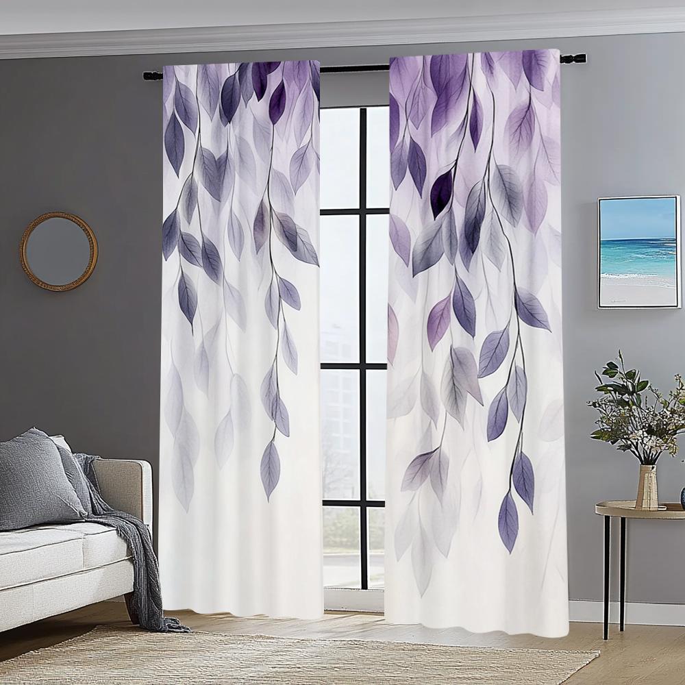 2pc    Window Curtains Leaves Machine Washable Polyester  Without Electricity Family Party Use for Holiday Party   General