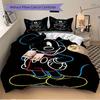3pcs Cute Colorful Mickey Design Printed Quilt Set, Soft and Comfortable Quilt Cover for Bedroom, Guest Room and Dormitory Decorative Beddin