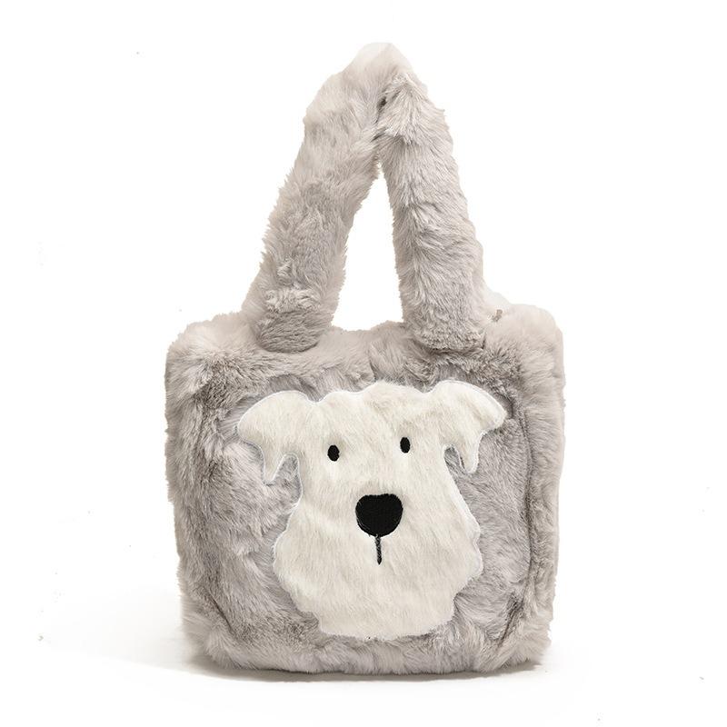 

Плюшевый щенок милая повседневная пушистая женская сумка осень новый тренд мода персонализированная портативная сумка через плечо серый