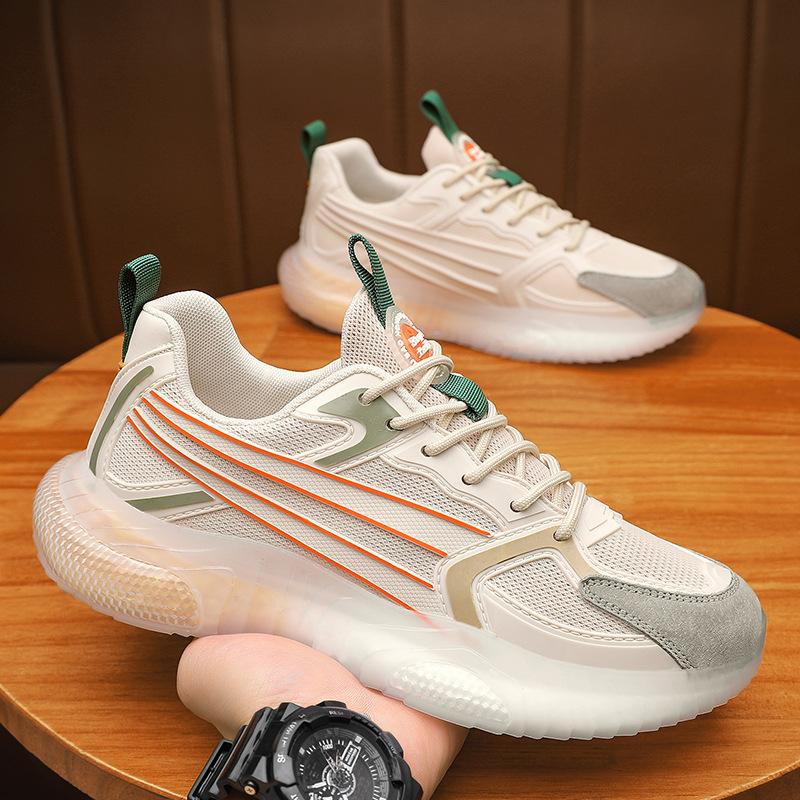 Herren Sneaker Dicke Sohle Vielseitige Klobige Schuhe Herren 2024 Neuer Trend Mesh Schnürung Atmungsaktiv Lässige Sportschuhe Erhöhte Weiche Sohlen