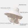 UPF50+ Womens Sun Hat Summer Ponytail Opening Wide Brim Foldable Travel Beach Fishermans Hat for Outdoor Activities