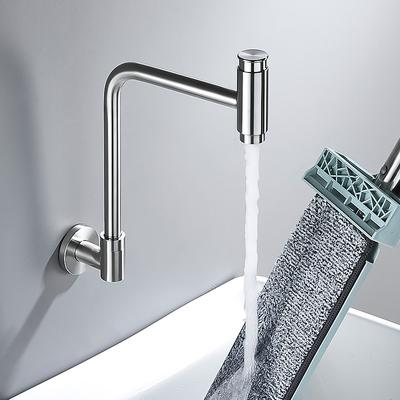 Nickel/Black Wall Mounted Single Cooling Kitchen Faucet Push Switch Sink Tap Multifunctional Rotating Balcony Mop Pool Faucet