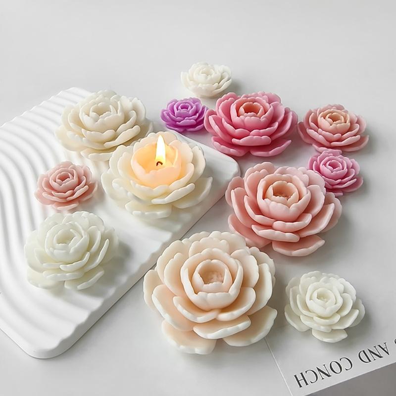 Camellia Flower Silicone Mold DIY Scented Candle Making Handmade Soap Mold DIY