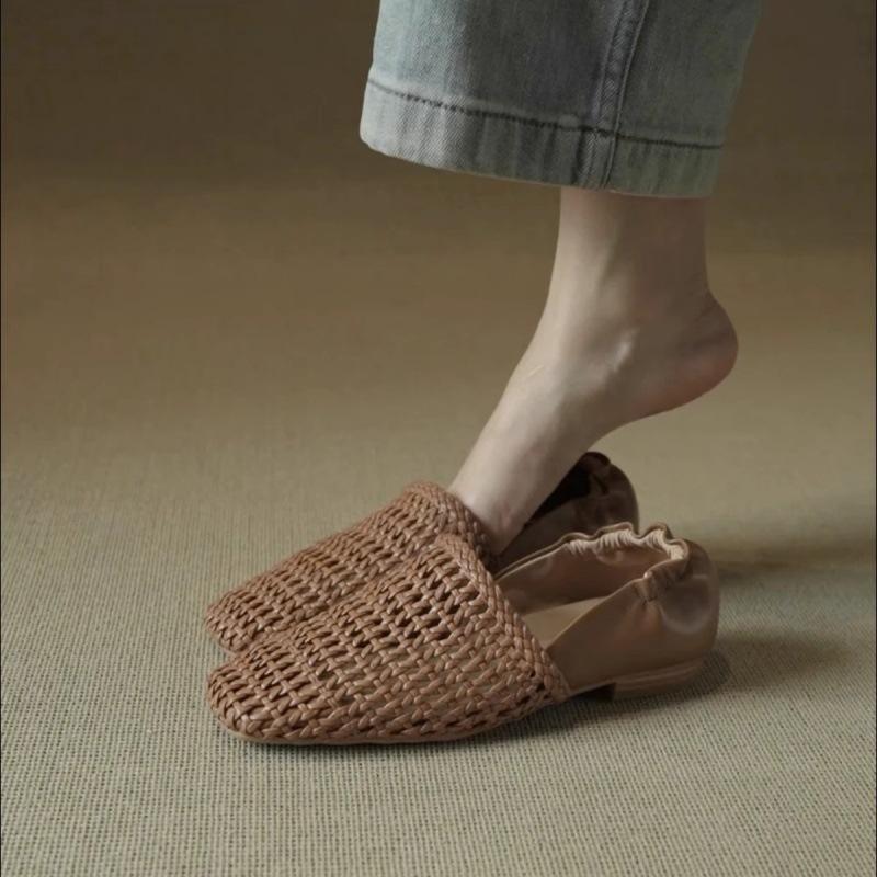 

Французский ретро нишевый дизайн плетеные ажурные одинарные туфли лето новая универсальная обувь на плоской подошве удобная женская обувь 40 коричневый