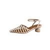 2024 New Sandals Size 34-40 New Arrive Retro Square High Heels Shoes Buckle Genuine Leather Women Sandals Ladies Dress Shoes