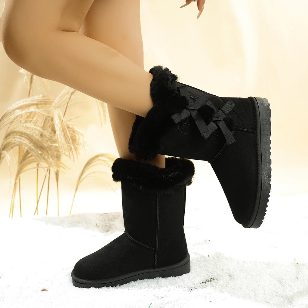 Fashion Winter Mid-calf Boots Women Thick Plush Thick Sole Shoes Non-slip Fashion Solid Color Women Boots Classic Retro Brown Long Boots