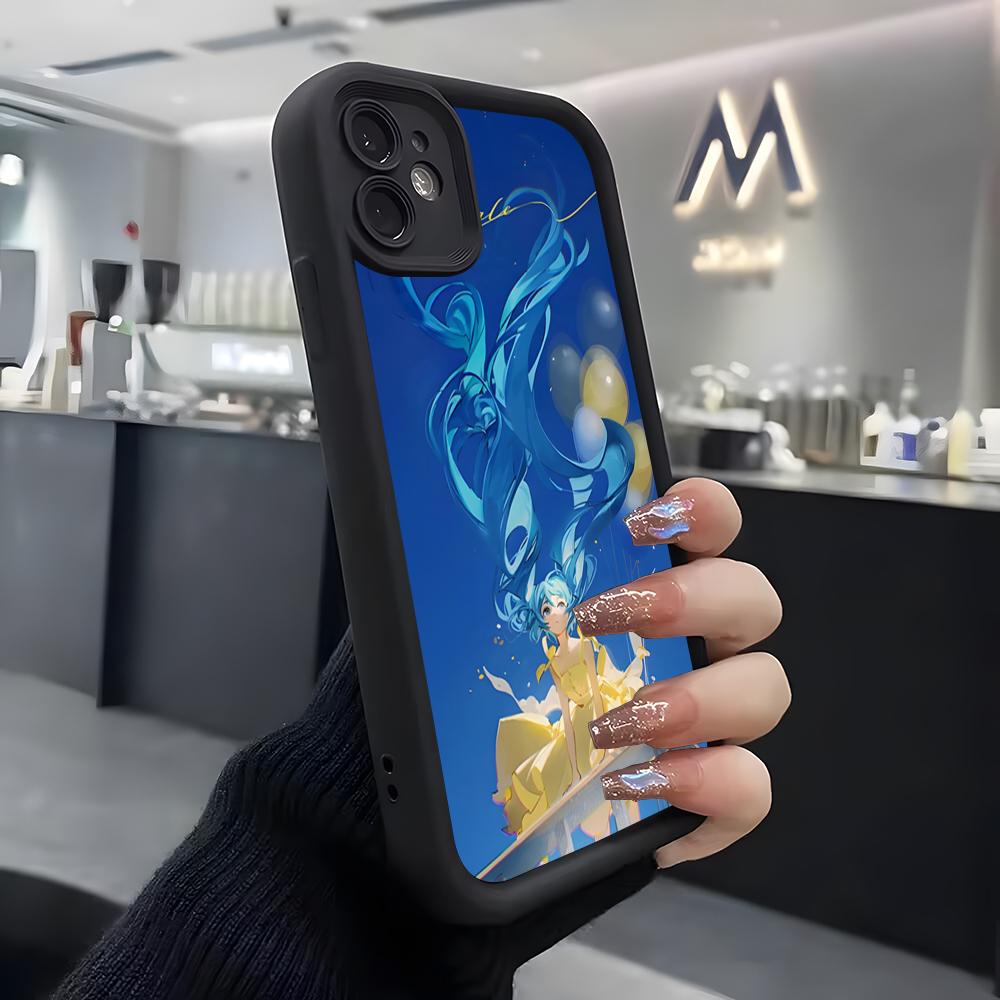Kawaii M-mikuES Phone Case For IPhone Air 17 Pro Max 16 E 15 14 Pro Max 13 12 11 Mini Plus Soft Silicone Black Cover