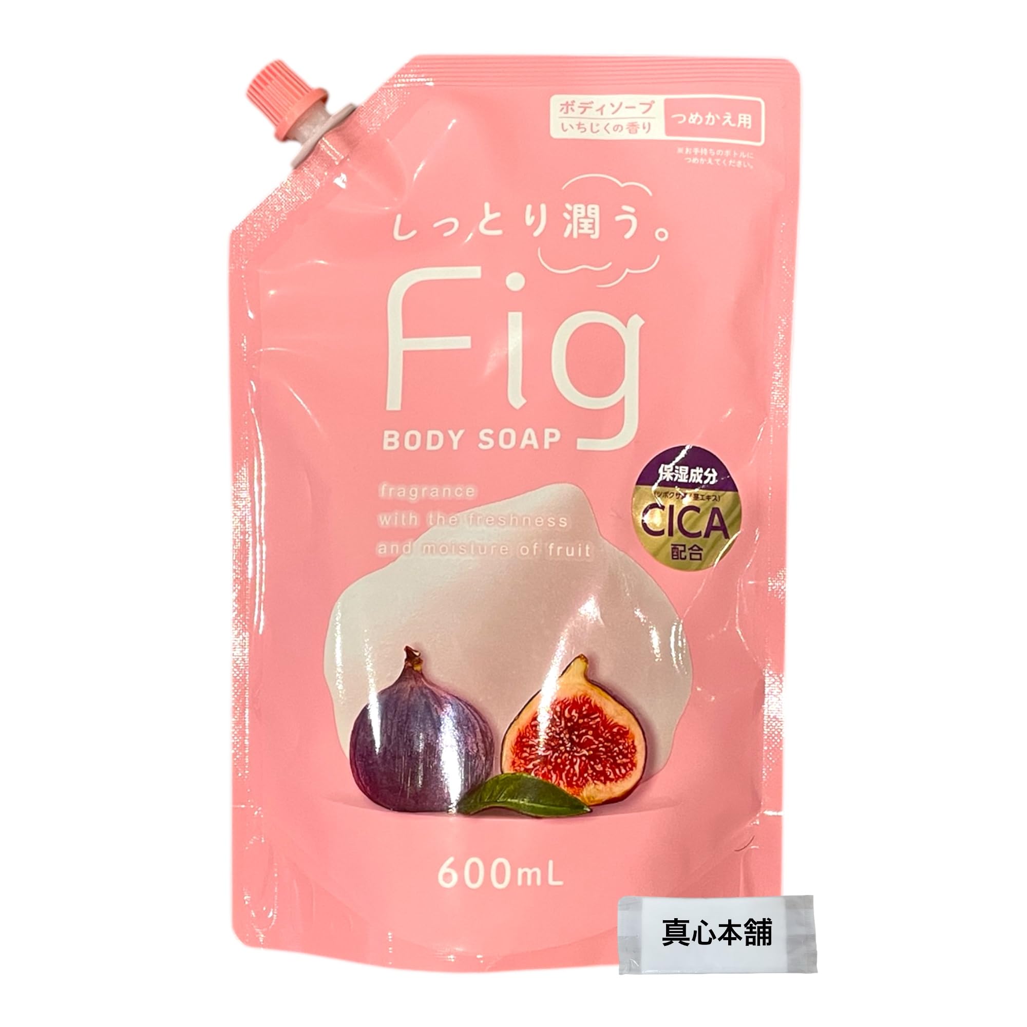 Mitsuei Fig Body Soap, Fig Scent, Refill 600ml, Contains CICA