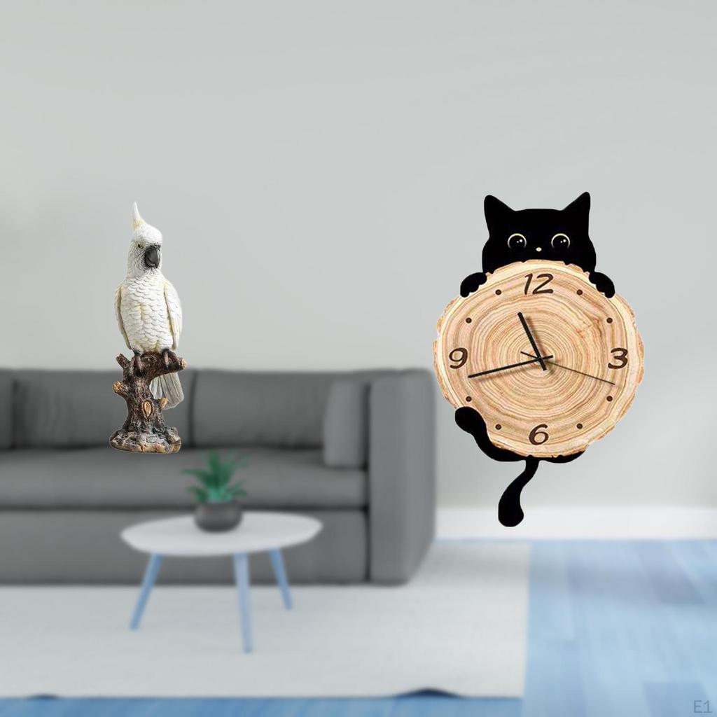 Parrot Statue Animal Sculpture Resin Indoor Decorative Figurine Desktop Ornament Wall Clock