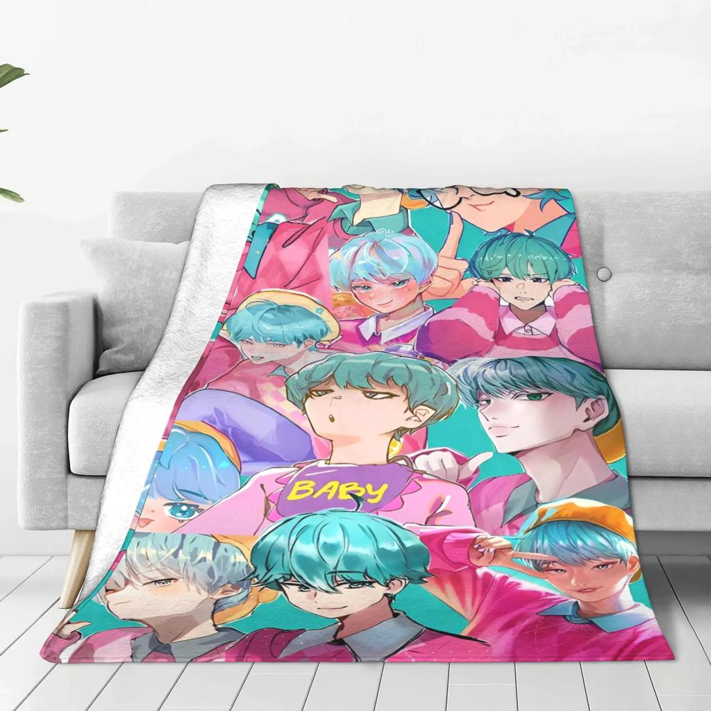 Super Warm Kpop Demon Hunter Plush Throw Blanket for Home Decor Abby Flannel Design Quality Bedspread