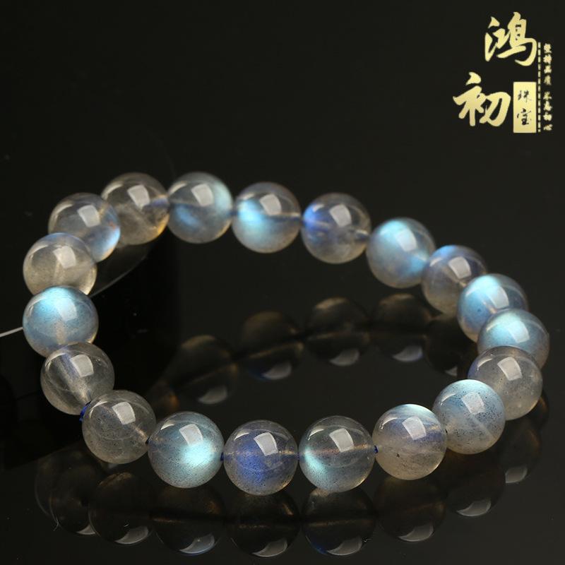 Hongchu Crystal 7a Natural Gray Moonstone Bracelet Labradorite Semi-finished Product DIY Jewelry Beads