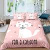 Cute Cat Cartoon Animals Children Girls Gifts for Bedroom Decorations Kawaii Duvet Cover Cartoon Pet Cat Theme Queen King Size