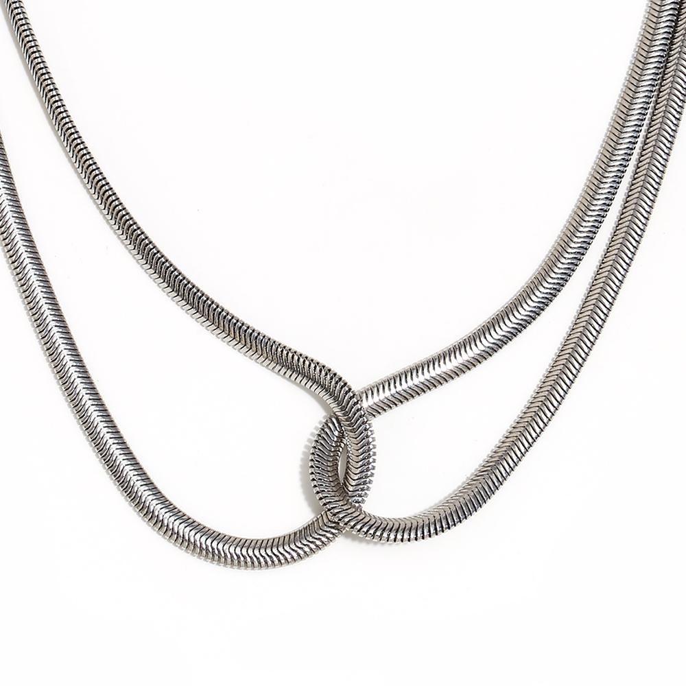 

MamacitaSlay New Design Cross Double-Layered Snake Bone Chain Necklaces Party Trendy Waterproof Neck Jewelry Women s Charm Gift 43cm серебряный