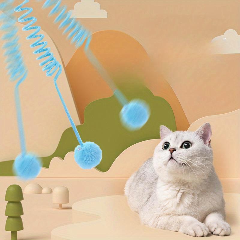 Interactive Cat Toy Funny Cat Stick Plush Spring Ball Self-Hey Hanging Door Kitten Toy Teaser Cat Wand With Bell Pet Accessories