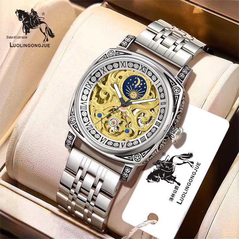 Książę Lotaryngii 8838 Męski Automatyczny Zegarek ze Słońcem, Księżycem i Gwiazdą