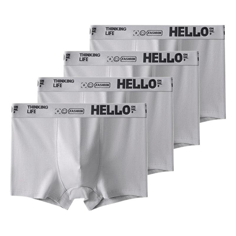 4Pcs Men's Underwear Comfortable Boxer Briefs Teenager Undershorts Breathable Antibacterial Shorts
