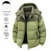 Men's Winter Hooded Cotton Jacket - European Size, Warm & Thick, Detachable Hood, Casual Style.