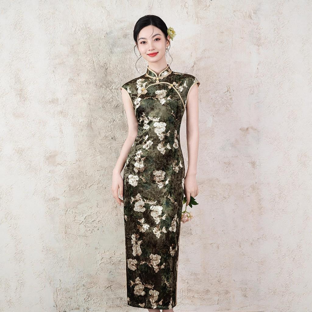 French Style, Cheongsam 1011 New Temperament High-end Chinese Style Long Slim Cheongsam