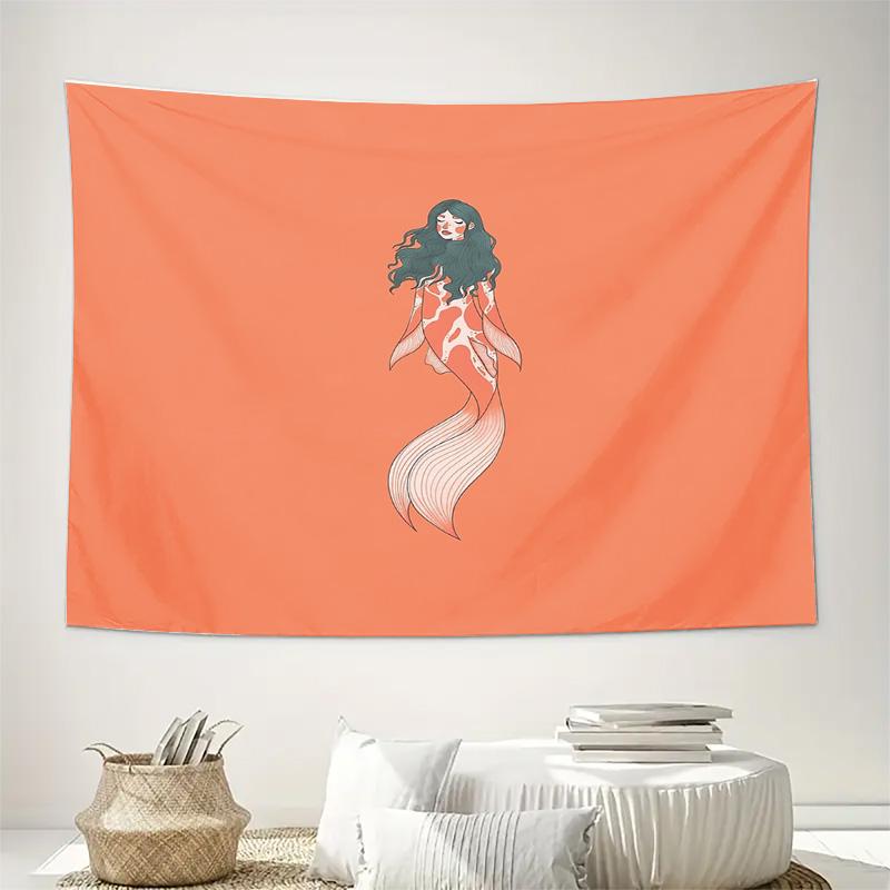Ocean Mermaid Wall Tapestry Sea Wave Backdrop Coastal Home Decor Fantasy Art Mythical Creature Bedroom Aesthetic Dorm Room Decor