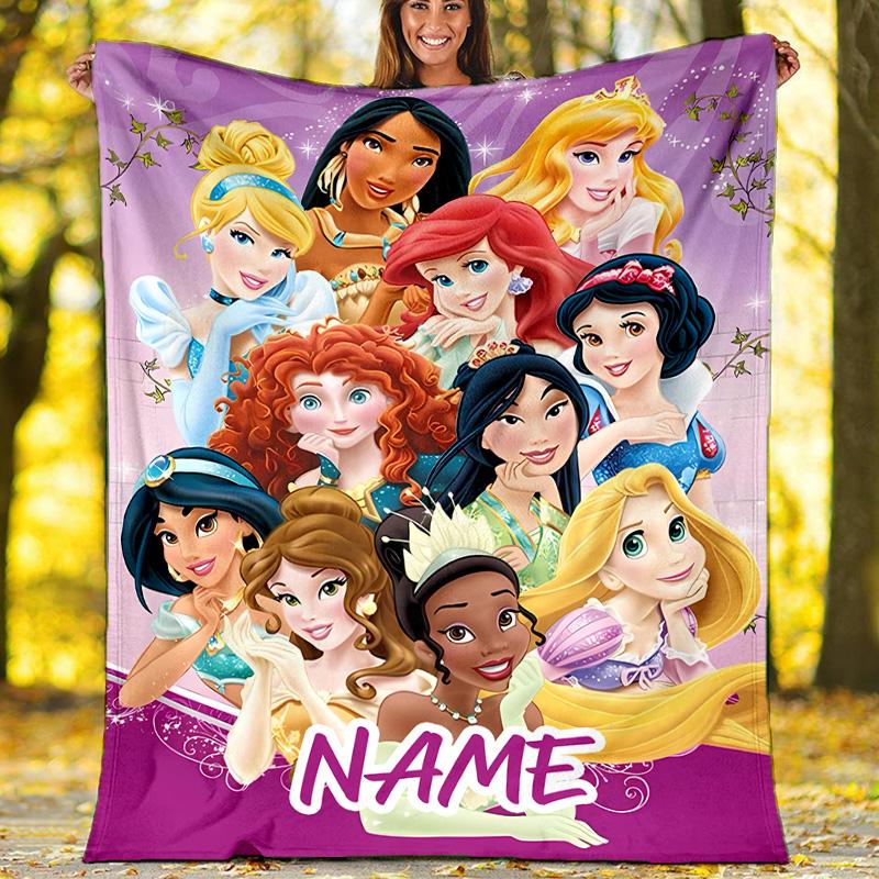 Customizable Princess Throw Blanket – Personalized Name, All-Season Cozy Snug Blanket, Machine Washable, Personalized Blanket