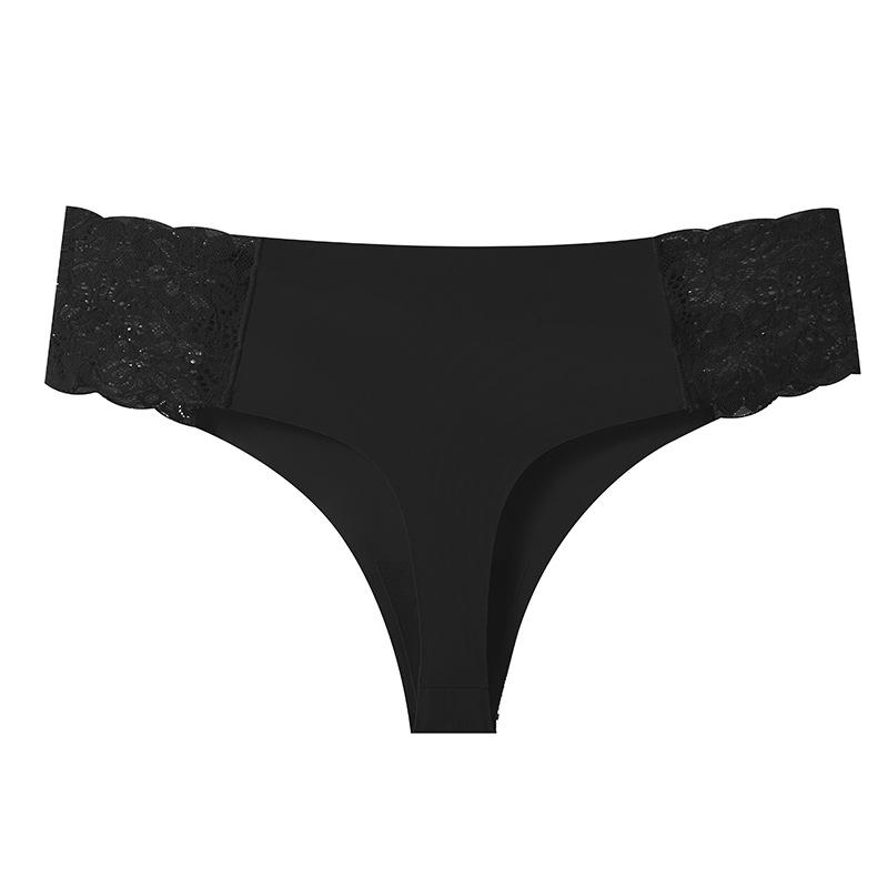 Damskie Seksowne Koronkowe Szycie Jednokolorowe Lodowy Jedwab Bezszwowe Niskiej Talii Trójkątne Majtki