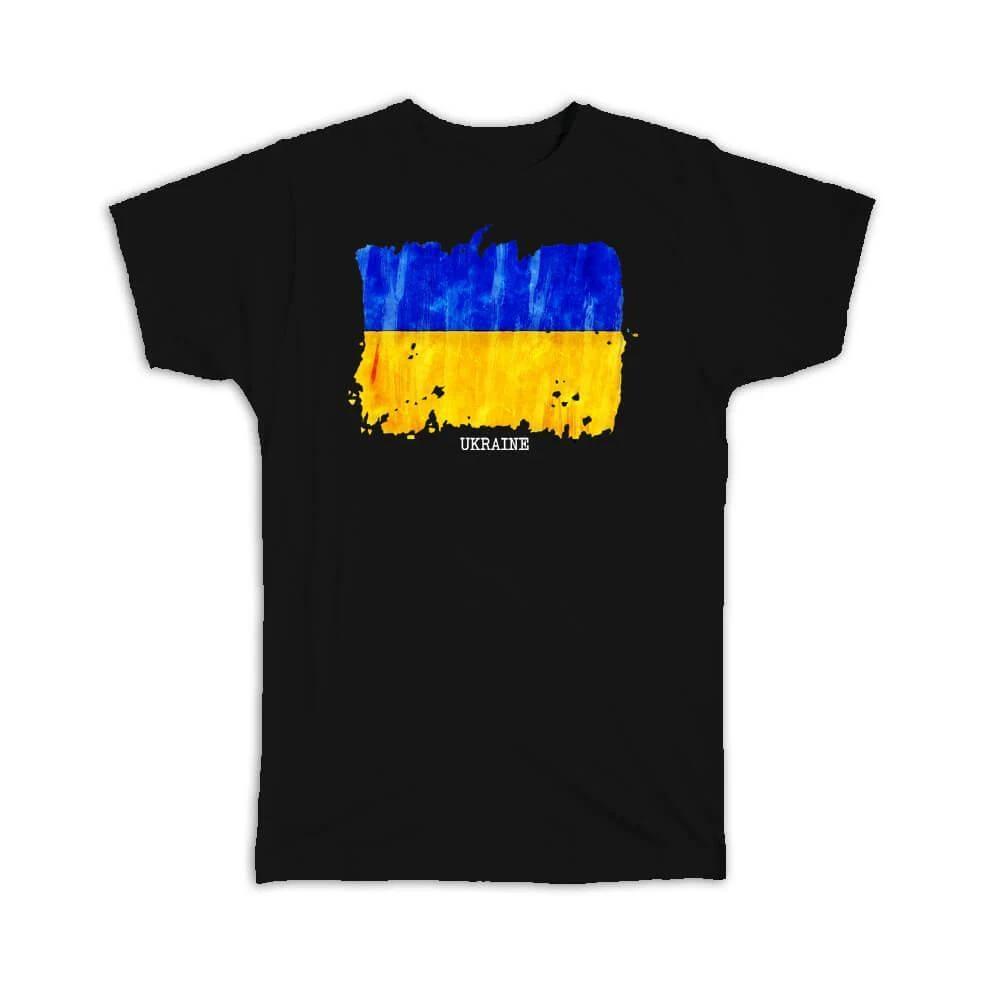Gift T-Shirt : Ukraine Flag Europe Travel Expat Country Watercolor