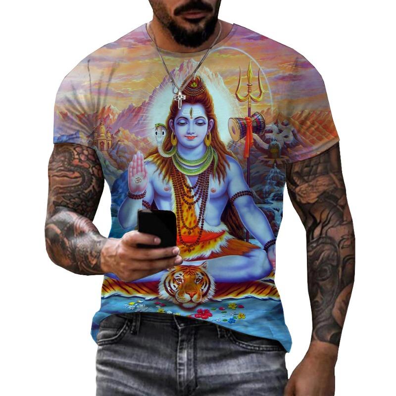 Hindu God Lord Shiva 3D Print T-Shirts Hinduism Vishnu Men Women Fashion Oversized Short Sleeve T Shirt Male