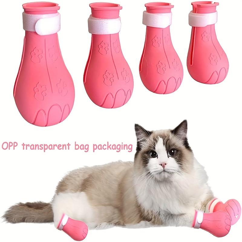 4pcs Pet Boots Cat Foot Covers Pet Bath Cat Shoes Foot Cover Anti-Scratch Silicone Cat Claw Foot Cover Nail Clipper Anti-Scratch