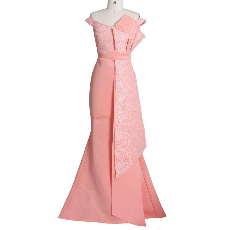 

Plus Size Dress European and American Style Birthday Party Evening Dress Bridesmaid Dress Plsu Size Party Dress New Pink XL