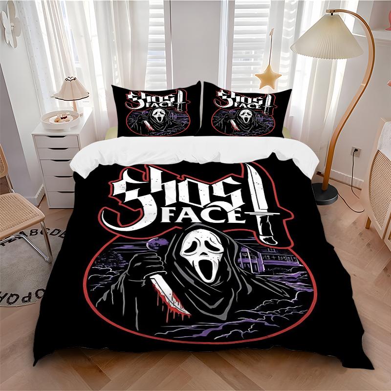 3Pcs Ghostface Horror Icon Bedding Set Quilt Cover Pillowcase Home Christmas Xmas Halloween Gift 1 Duvet Cover 2 Pillowcase M929392