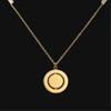 Rotating Double-layer Circular Pendant Necklace with Adjustable Chain Stainless Steel Jewelry for Women and Teen Girl