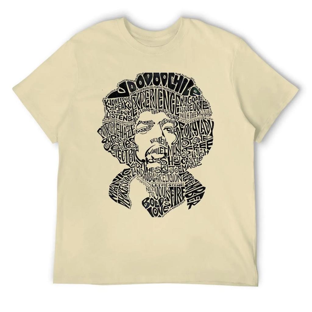 ONeck Retro Tee Shirt Original Man Graphic Tops Large Size Black And White Poster of Jimmy Hendrix T Shirt Fun TShirts