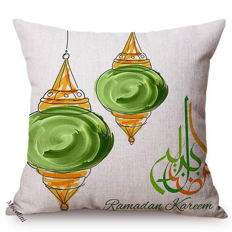 Muslim Ramadan Kareem Sofa Decoration Pillow Case Islamic Festival Eid Mubarak Style Cotton Linen Cushion Cover 45X45Cm