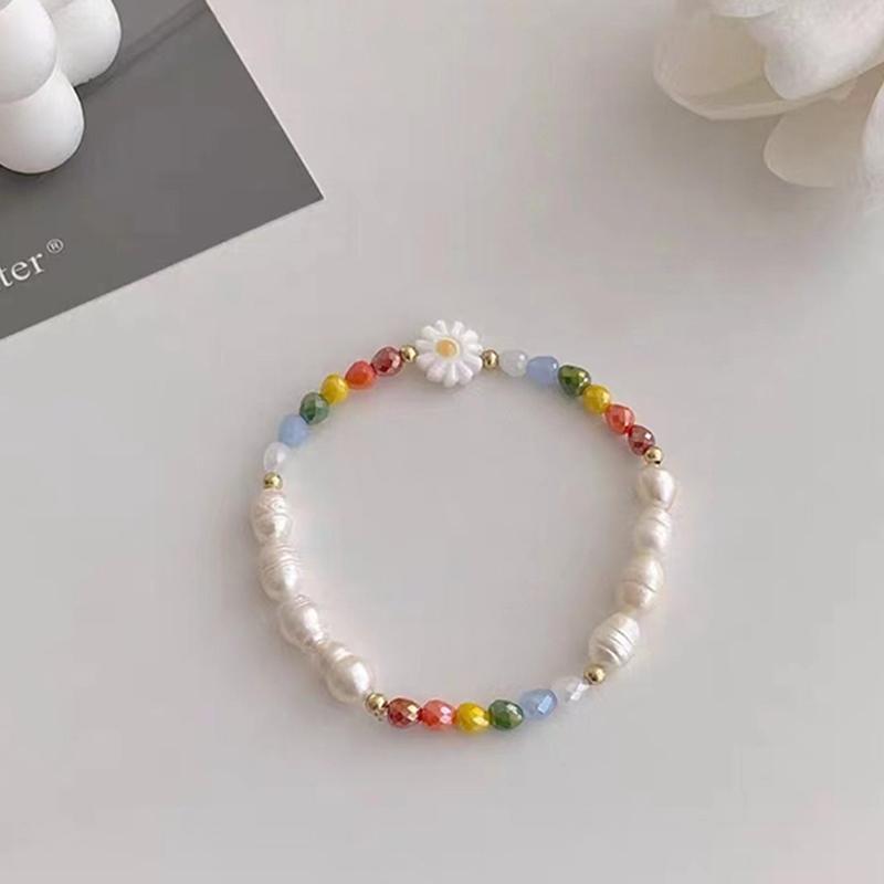 Dopamine Color Pearl Flower Necklace Women'S Summer Light Luxury Clavicle Chain Temperament Design Necklace