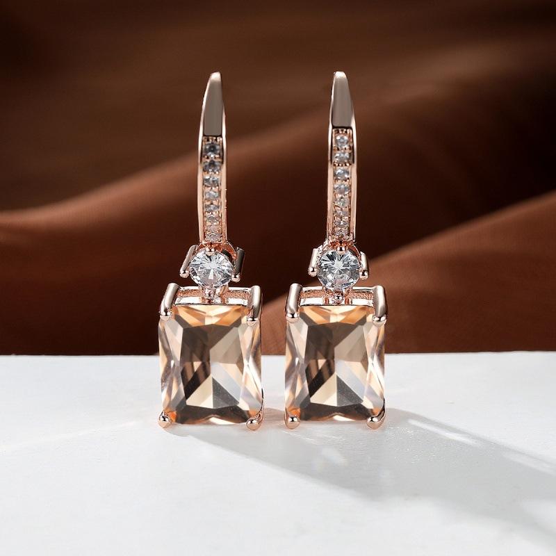Wish explosive platinum micro-inlaid zircon square diamond quadrilateral stud earrings couple light luxury temperament jewelry